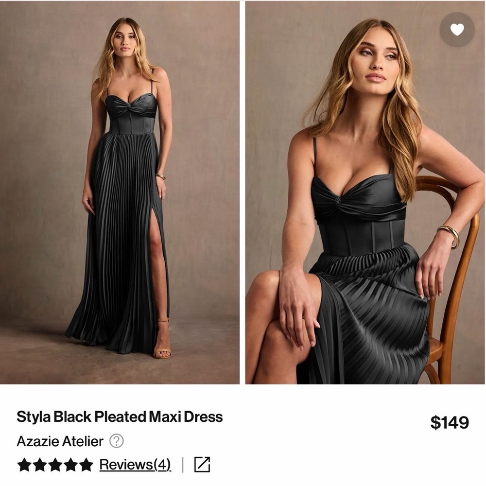 Azazie Black Pleated Maxi Dress